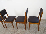 Set of Four Danish Teak Dining Chairs in Black Maharam Divina by Kvadrat