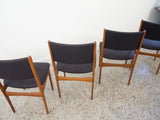 Set of Four Danish Teak Dining Chairs in Black Maharam Divina by Kvadrat