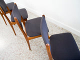 Set of Four Danish Teak Dining Chairs in Black Maharam Divina by Kvadrat