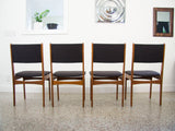 Set of Four Danish Teak Dining Chairs in Black Maharam Divina by Kvadrat