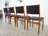 Set of Four Danish Teak Dining Chairs in Black Maharam Divina by Kvadrat