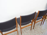 Set of Four Danish Teak Dining Chairs in Black Maharam Divina by Kvadrat