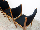 Johannes Andersen Teak Dining Chairs Upholstered in Black Boucle - Set of 4