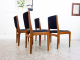 Johannes Andersen Teak Dining Chairs Upholstered in Black Boucle - Set of 4