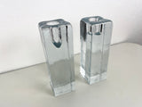 Blenko Ice Cube Pillar Candleholders - a Pair