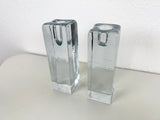 Blenko Ice Cube Pillar Candleholders - a Pair