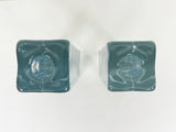 Blenko Ice Cube Pillar Candleholders - a Pair
