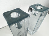 Blenko Ice Cube Pillar Candleholders - a Pair
