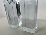 Blenko Ice Cube Pillar Candleholders - a Pair