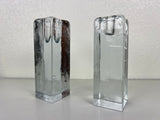 Blenko Ice Cube Pillar Candleholders - a Pair