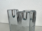 Blenko Ice Cube Pillar Candleholders - a Pair