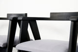 Set of Four Mid Century Modern Ebonized Compass Dining Chairs