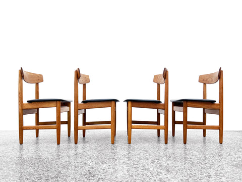 Oak and Black Leather Øresund Dining Chairs by Børge Mogensen