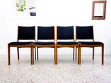 Johannes Andersen Teak Dining Chairs Upholstered in Black Boucle - Set of 4