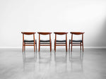 Hans Wegner 'W2' Dining Chairs in Teak and Black Leather for C.M. Madsen - Set of Four