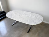Carrara Marble Dining Table with Stainless Steel Base by Nicos Zographos