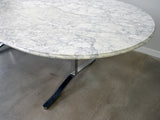 Carrara Marble Dining Table with Stainless Steel Base by Nicos Zographos
