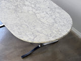 Carrara Marble Dining Table with Stainless Steel Base by Nicos Zographos
