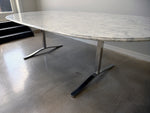 Carrara Marble Dining Table with Stainless Steel Base by Nicos Zographos