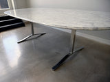 Carrara Marble Dining Table with Stainless Steel Base by Nicos Zographos