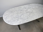 Carrara Marble Dining Table with Stainless Steel Base by Nicos Zographos