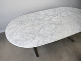 Carrara Marble Dining Table with Stainless Steel Base by Nicos Zographos