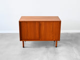 Vintage Sliding Door Cabinet in Teak by Hans Wegner for RY Möbler