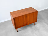 Vintage Sliding Door Cabinet in Teak by Hans Wegner for RY Möbler