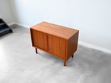 Vintage Sliding Door Cabinet in Teak by Hans Wegner for RY Möbler