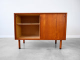 Vintage Sliding Door Cabinet in Teak by Hans Wegner for RY Möbler