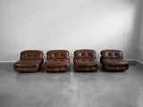 Soriana Lounge Chairs in Brown Leather by Afra and Tobia Scarpa for Cassina - Set of Four