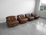 Soriana Lounge Chairs in Brown Leather by Afra and Tobia Scarpa for Cassina - Set of Four