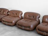Soriana Lounge Chairs in Brown Leather by Afra and Tobia Scarpa for Cassina - Set of Four