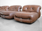 Soriana Lounge Chairs in Brown Leather by Afra and Tobia Scarpa for Cassina - Set of Four