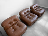 Soriana Lounge Chairs in Brown Leather by Afra and Tobia Scarpa for Cassina - Set of Four