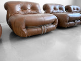 Soriana Lounge Chairs in Brown Leather by Afra and Tobia Scarpa for Cassina - Set of Four
