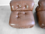Soriana Lounge Chairs in Brown Leather by Afra and Tobia Scarpa for Cassina - Set of Four