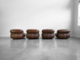 Soriana Lounge Chairs in Brown Leather by Afra and Tobia Scarpa for Cassina - Set of Four