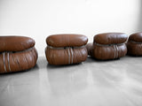 Soriana Lounge Chairs in Brown Leather by Afra and Tobia Scarpa for Cassina - Set of Four