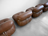 Soriana Lounge Chairs in Brown Leather by Afra and Tobia Scarpa for Cassina - Set of Four
