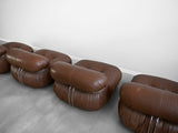 Soriana Lounge Chairs in Brown Leather by Afra and Tobia Scarpa for Cassina - Set of Four