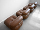 Soriana Lounge Chairs in Brown Leather by Afra and Tobia Scarpa for Cassina - Set of Four