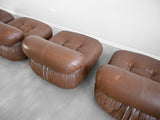 Soriana Lounge Chairs in Brown Leather by Afra and Tobia Scarpa for Cassina - Set of Four