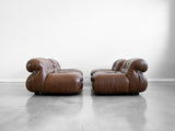 Soriana Lounge Chairs in Brown Leather by Afra and Tobia Scarpa for Cassina - Set of Four