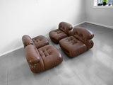 Soriana Lounge Chairs in Brown Leather by Afra and Tobia Scarpa for Cassina - Set of Four