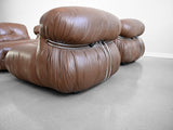 Soriana Lounge Chairs in Brown Leather by Afra and Tobia Scarpa for Cassina - Set of Four