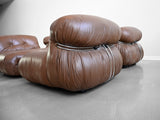 Soriana Lounge Chairs in Brown Leather by Afra and Tobia Scarpa for Cassina - Set of Four