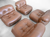 Soriana Lounge Chairs in Brown Leather by Afra and Tobia Scarpa for Cassina - Set of Four
