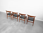 Hans Wegner 'W2' Dining Chairs in Teak and Black Leather for C.M. Madsen - Set of Four