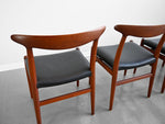 Hans Wegner 'W2' Dining Chairs in Teak and Black Leather for C.M. Madsen - Set of Four